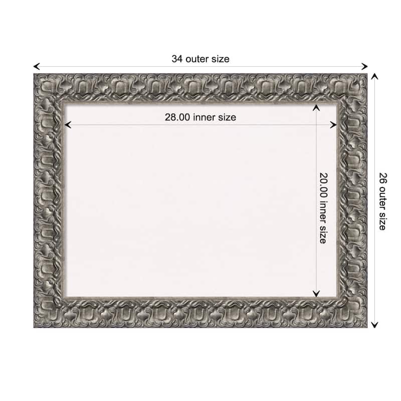 Silver Luxor Wood Framed White Corkboard Bulletin Board - Board Size 28x20