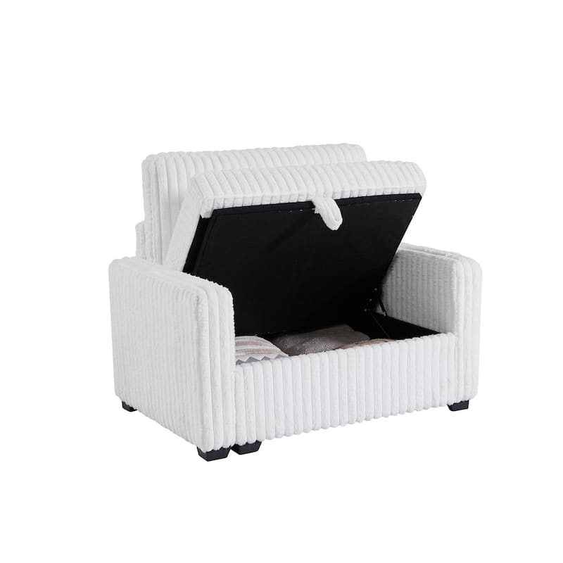 Living Room Sofa and seat with Storage Box ,for Bedroom, Office, Large-White -Armrest