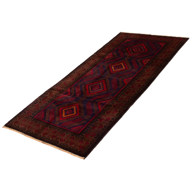 ECARPETGALLERY Hand-knotted Teimani Navy, Red Wool Rug - 4' 2" x 9' 7"