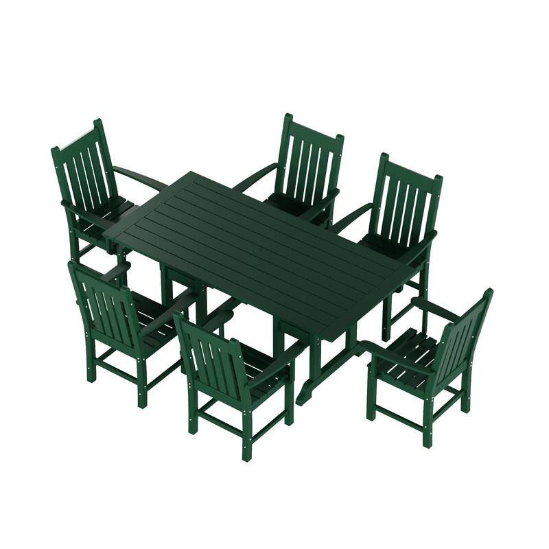 Laguna Hdpe All Weather Outdoor Patio Dining Set with Rectangle Table, Arm Chairs (7-Piece Set)