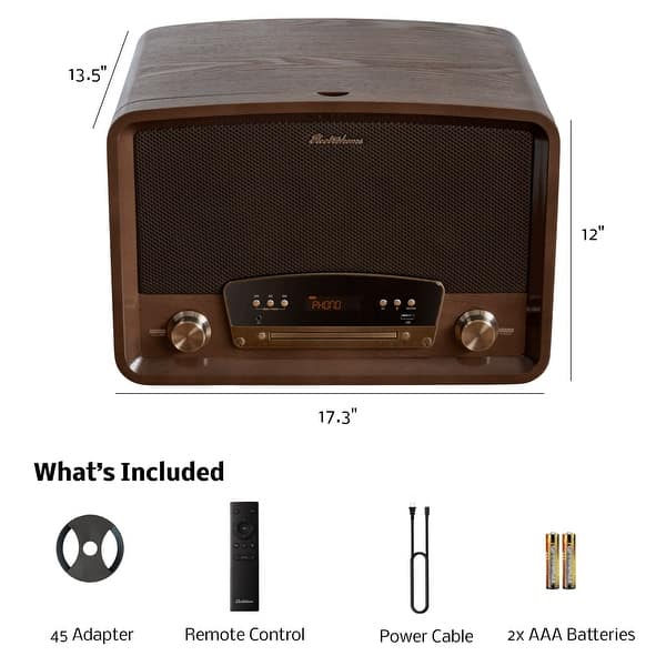 Electrohome Kingston Vintage Vinyl Record Player Stereo System - Turntable, Bluetooth, CD, Aux, USB, Vinyl to - - 30996118