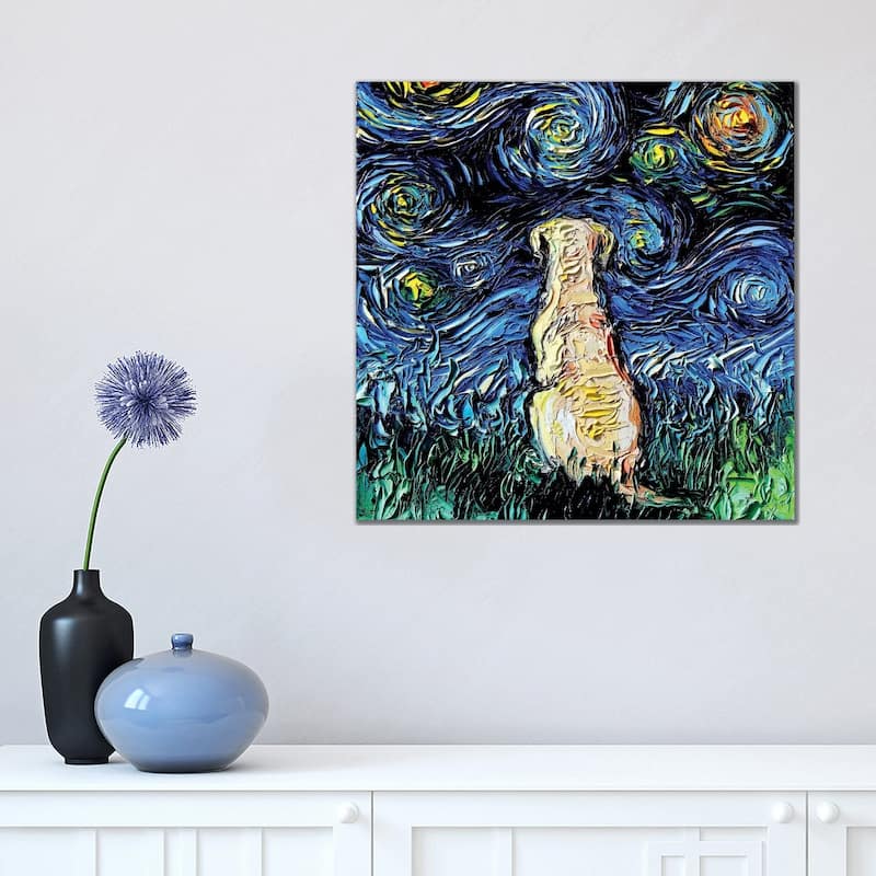 iCanvas "Yellow Labrador Night" by Aja Trier Canvas Print - 18x18x1.5