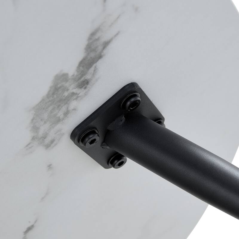 31.5 Inch Round Coffee Table with Adjustable Legs Small End Table with Marble Sticker Top Home Center Table