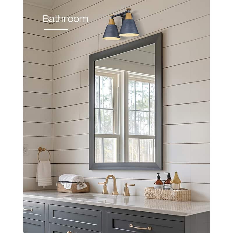 Modern Bathroom Vanity Light, Hammered Metal Shade