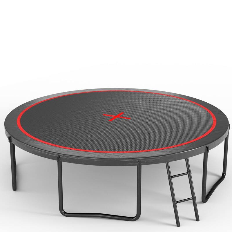 YC 12FT trampoline Pumpkin- ladder-Black Red