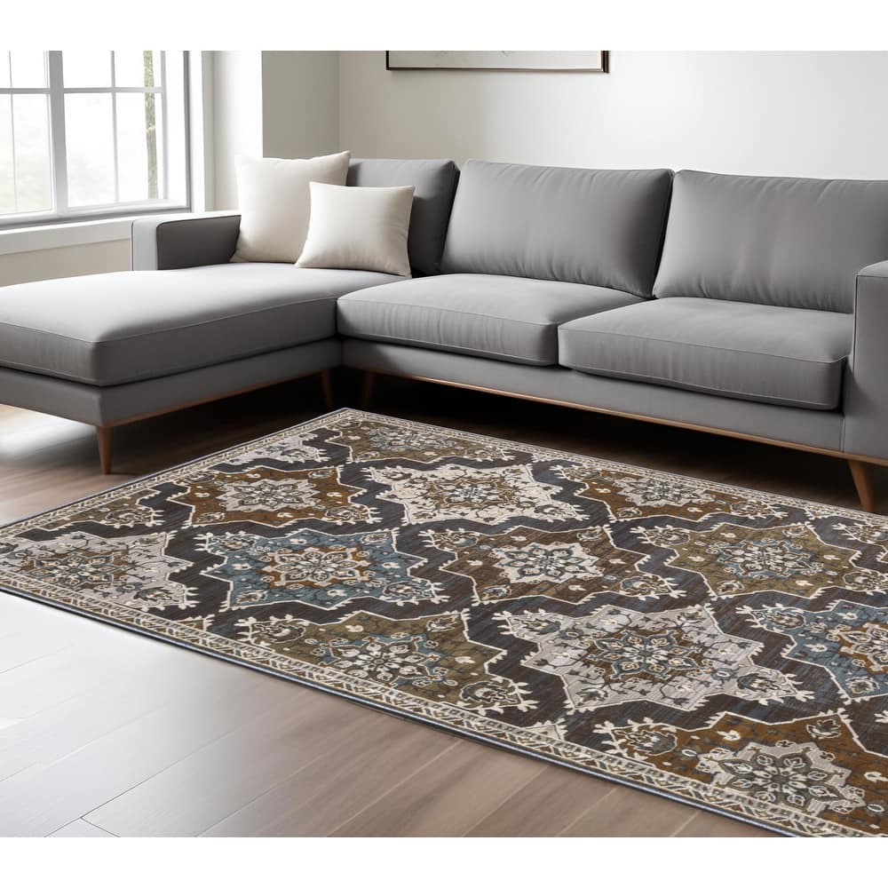 HomeRootsMedallion Traditional Rectangle Area Rug