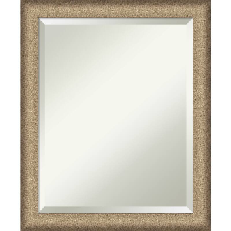 Beveled Wall Mirror - Elegant Brushed Bronze Narrow Frame