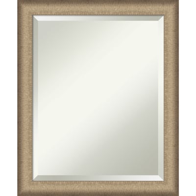 Beveled Wall Mirror - Elegant Brushed Bronze Narrow Frame