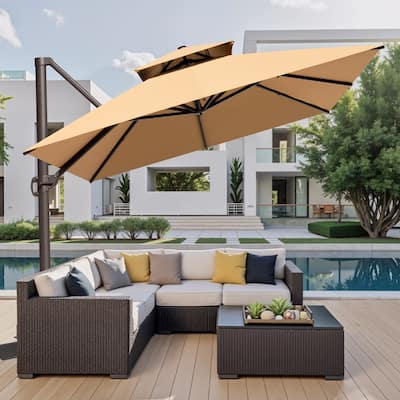VredHom Outdoor Patio 10 x 13 FT Cantilever Umbrella Double Top