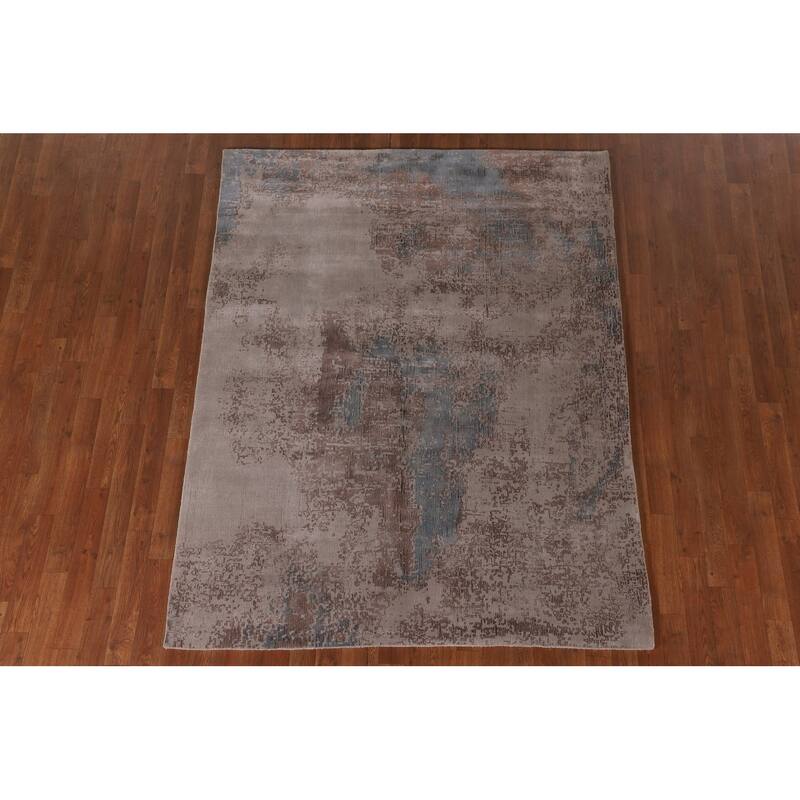 Abstract Modern Area Rug Hand-Knotted Wool Carpet - 5'3" x 6'10"