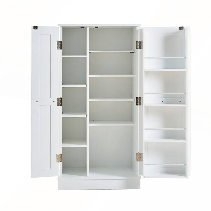 Freestanding Pantry Cabinet with Doors and Adjustable Shelves