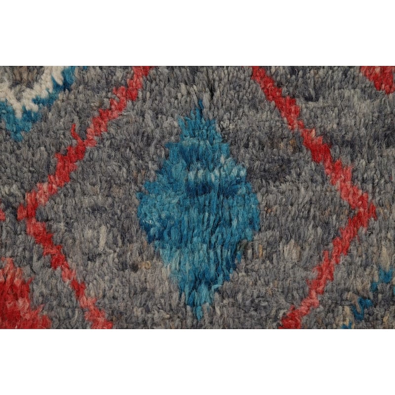 Grey Moroccan Area Rug Hand-Knotted Wool Carpet - 5'4" x 9'6"
