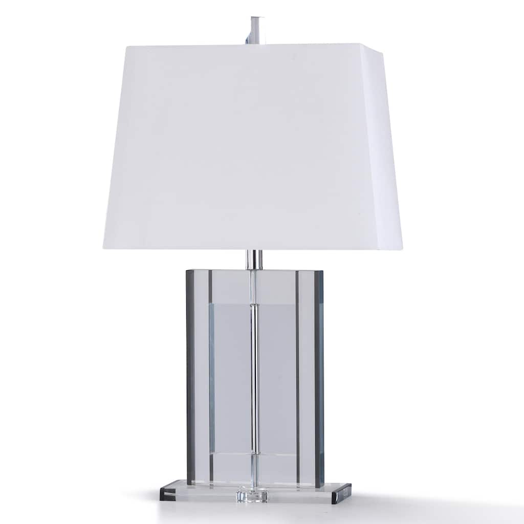 StyleCraft Anelli Table Lamp Clear Solid Crystal Glass Body with Crystal Base - White Shade