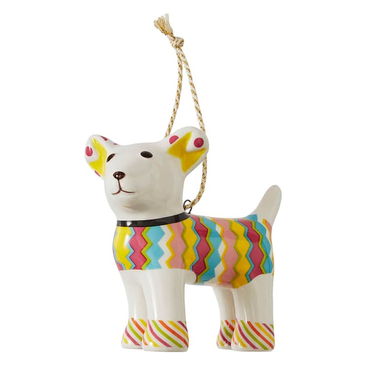 Spode Kit Kemp Christmas Tiffany Pooch Patchwork Ornament - 3" H - Multi