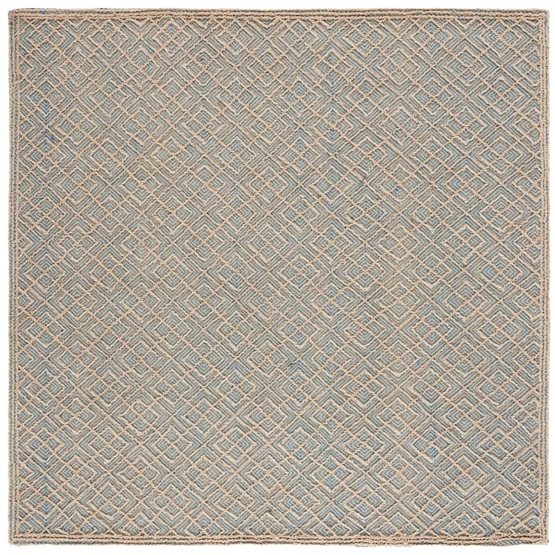 Martha Stewart by SAFAVIEH, Handmade Crocifissa Wool Rug - 6' Square - Ivory/Blue