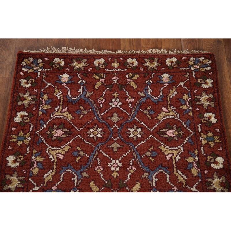 All-Over Orange Heriz Serapi Indian Area Rug Handmade Wool Carpet - 2'7"x 5'11"