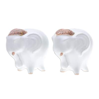 Novica Handmade Calm Elephants In White Ceramic Salt And Pepper Shakers (Pair)