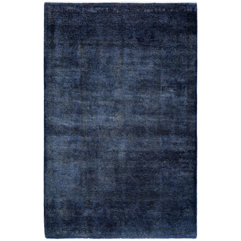 Overdyed One-of-a-Kind Hand-Knotted Area Rug - Navy - 4' 1" x 6' 1"