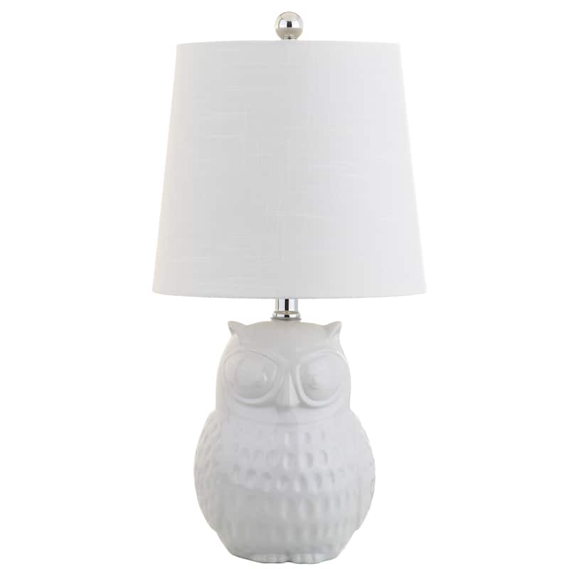 Gemma 20.5" Ceramic Mini LED Table Lamp, White Owl by JONATHAN Y