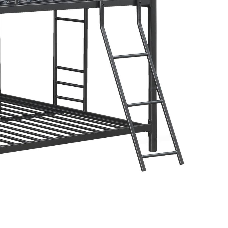 Twin/Full Over Full Triple Bunk Bed, Modern Steel Frame, Noise-Free, Black