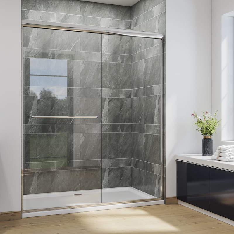 Elegant 60" W x 72" H Double Sliding Shower Doors Black or Brushed Nickel or Chrome finish - 60'' x 72''