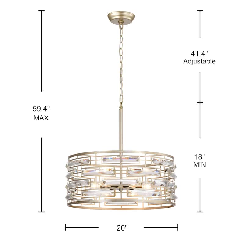 Anita Drum Shade Chandelier with Clear Glass Prism