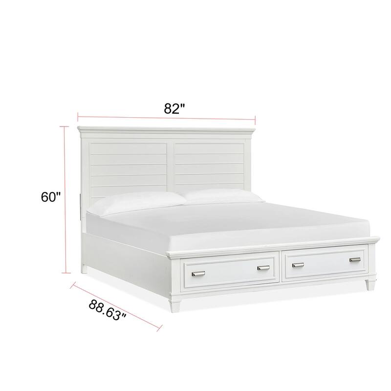 Magnussen Home Charleston White Dove Panel Storage Bed