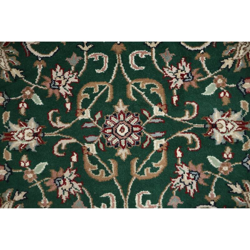 Hand Knotted Oriental 100% Wool Carpet Traditional All-Over Green Agra Area Rug - 5' 10'' X 4' 0''