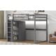 preview thumbnail 24 of 27, Multi-Functional Wood Full Size Loft Bed with Built-in Wardrobe and Storage Shelves, Led light, Maximized Space