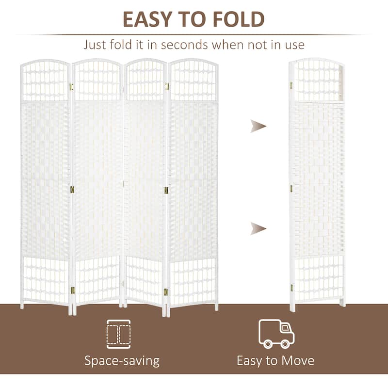 Poplar Wood Wicker Room Divider with Foldable Panels