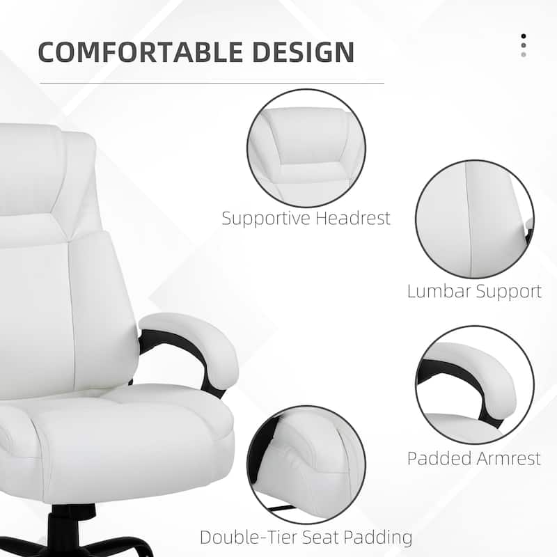 Adjustable Height PU Leather Office Massage Chair with Padded Armrest Rocking and Swivel Base - 26" W x 32" D x 44"-47.25" H