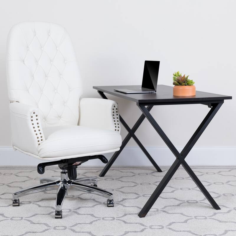 High Back Tufted LeatherSoft Executive Swivel Ergonomic Office Chair - White