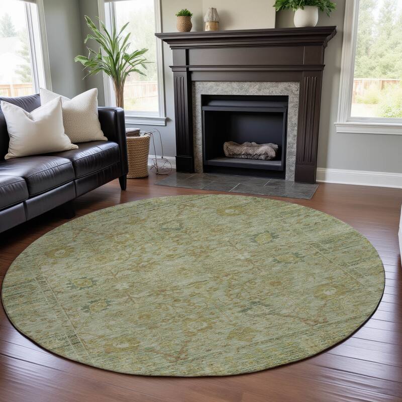Premium Washable Super Soft Traditional Vintage Mayfield Rug - Sage - 8' x 8'