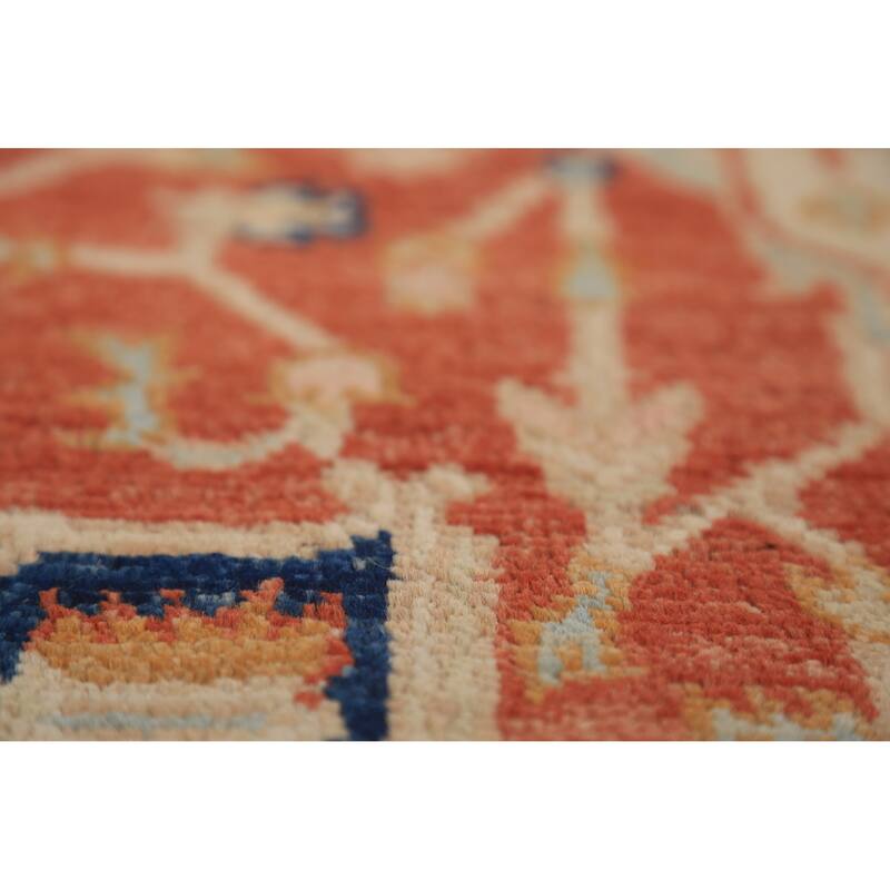 Orange Vegetable Dye Heriz Serapi Rug Hand-Knotted Wool Carpet - 3'1"x 4'10"