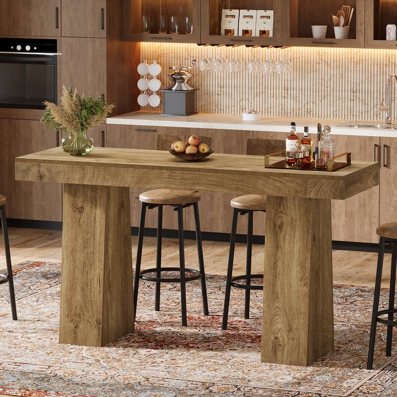 Home Bar Table Counter Height Pub Table for Kitchen, Bistro