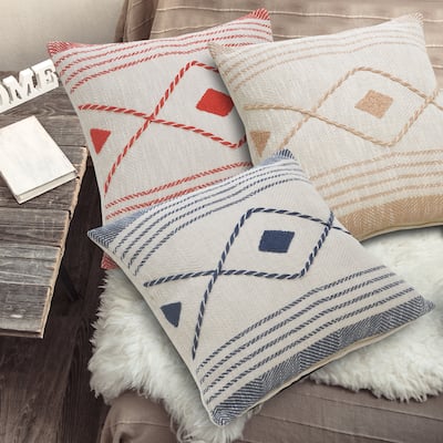 Sevita Coastal Edge Geometric Diamond Throw Pillow