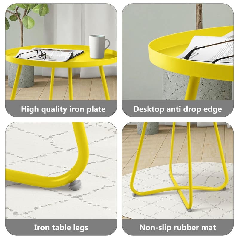 Outdoor Indoor End Table MetalW aterproof Round Side Table
