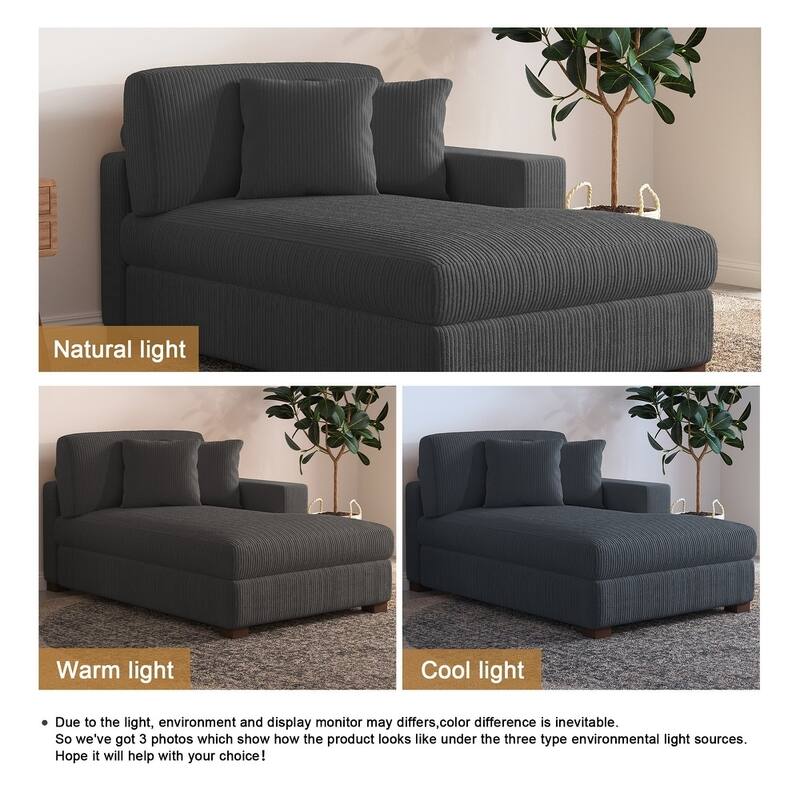 Upholstered Corduroy Chaise Lounge Chair With Pillow, Chaise Lounges For Interior