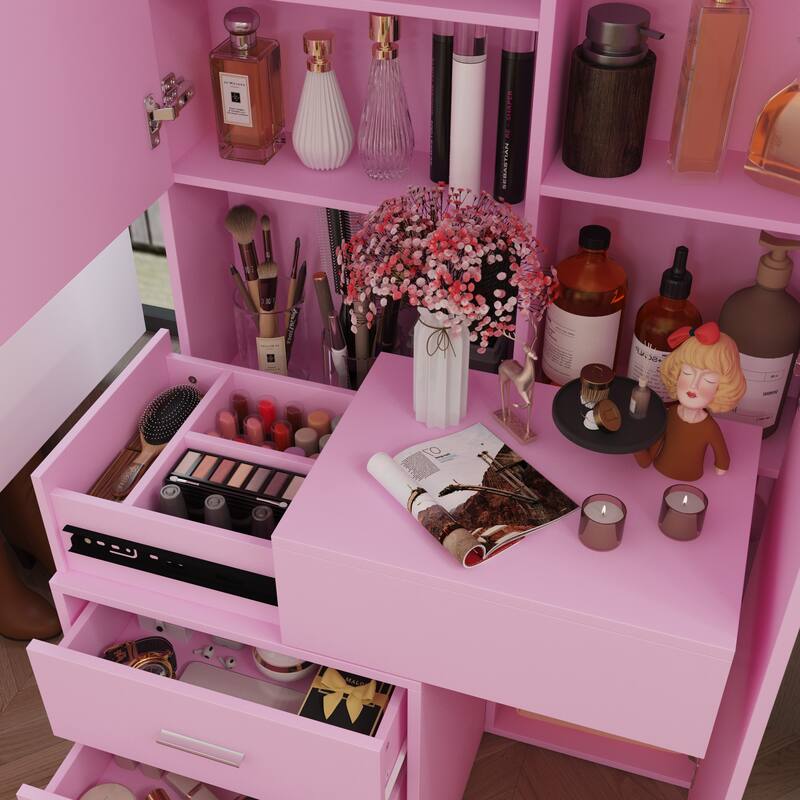 Dresser LED-Lit Vanity Dressing Cabinet with Full-Length Mirror