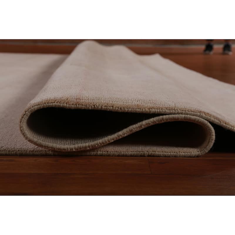 Hand Knotted Oriental 100% Wool Carpet Modern Solid Peach Gabbeh Area Rug - 14' 4'' X 10' 1''