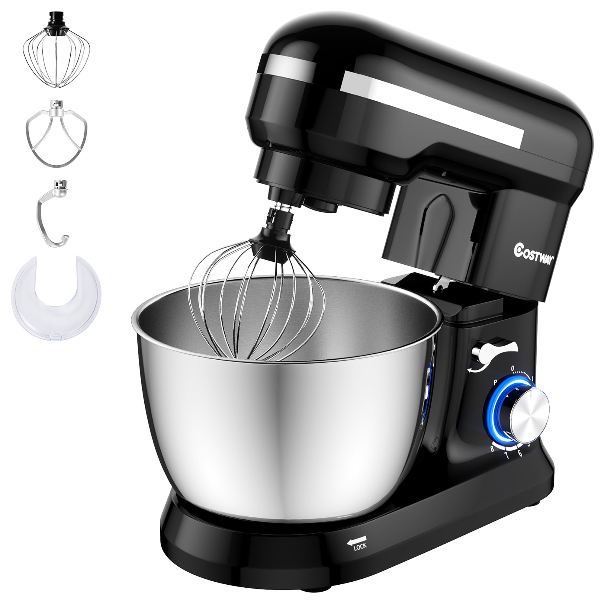 Onyx Black Commercial 8 Quart Stand Mixer with Bowl Guard