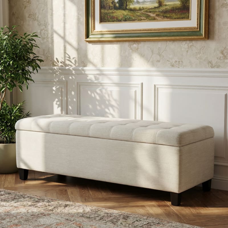 Mission Tufted Fabric Storage Ottoman Bench by Christopher Knight Home