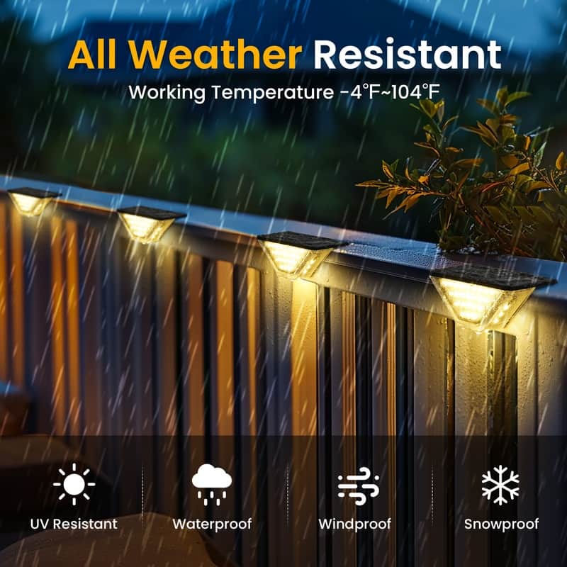 6 Pack Warm White Solar Step Lights Outdoor Waterproof IP65 for Garden,Deck,Stair