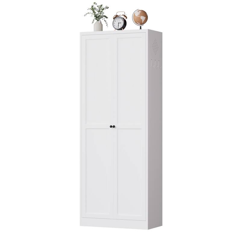 Anmytek White 72 Inch Tall Pantry Cabinet with Adjustable Shelves - Modern Storage for Kitchen and Laundry Room