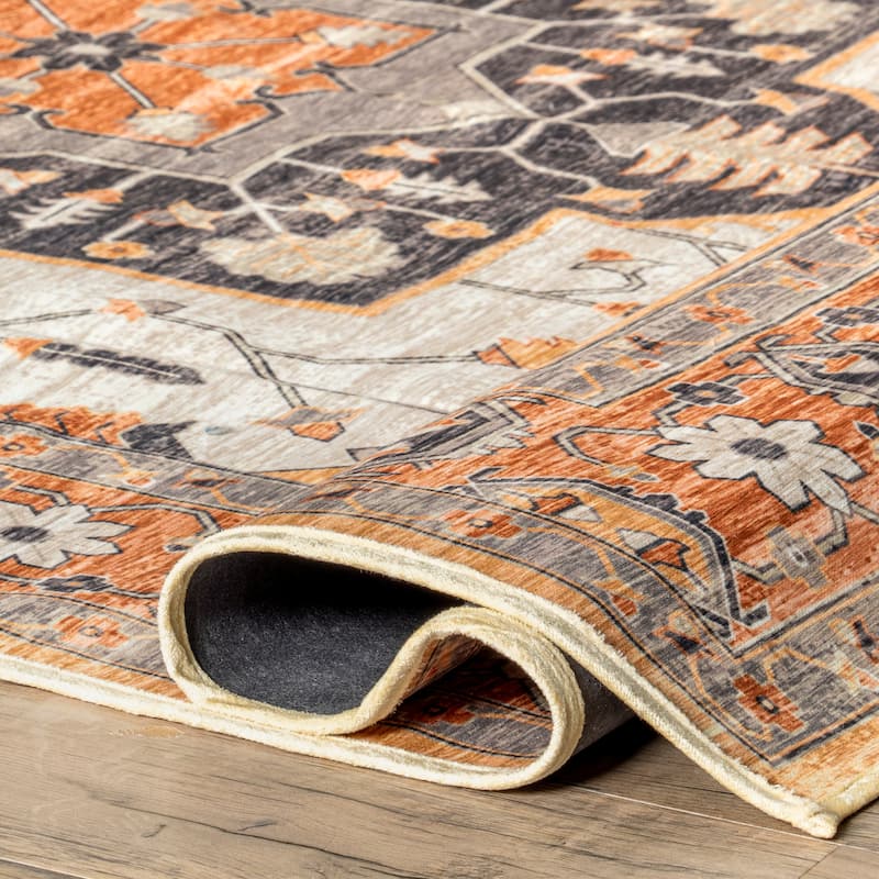 Nuloom Cira SpinClean Traditional Vintage Machine Washable Area Rug