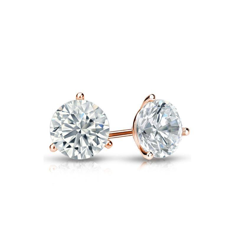 Auriya 14k Gold Lab Grown Round Diamond Stud Earrings 0.50 to 5.00 ct. tw. 3-Prong Push-Back (F-G VS)