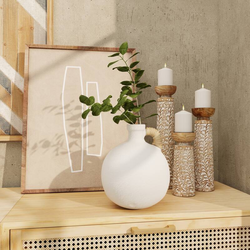 Blue Metal Ombre Decorative Vase with Brown Accents