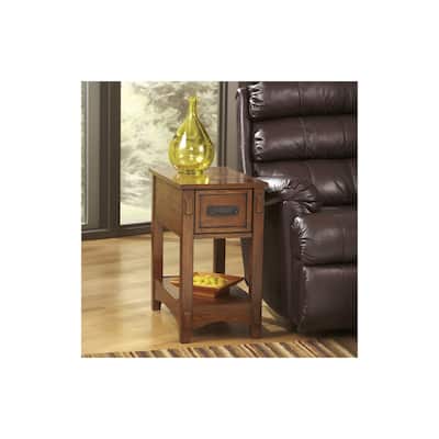 Signature Design by Ashley Breegin Brown Finish Wood Chairside End Table - 13" W x 22.13" D x 23.13" H