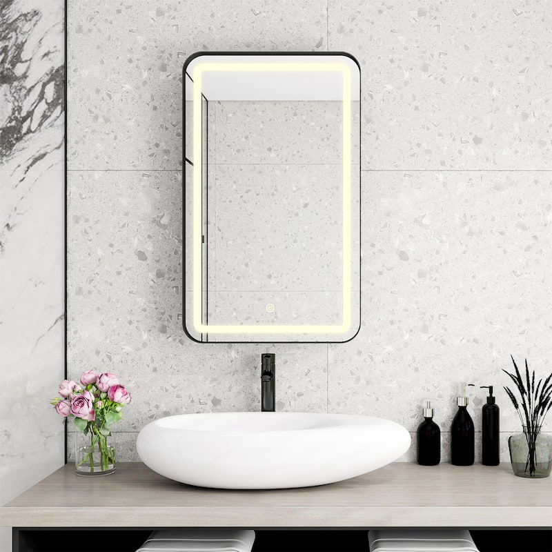 Rectangle Wall-Mounted LED Medicine Cabinet Mirror