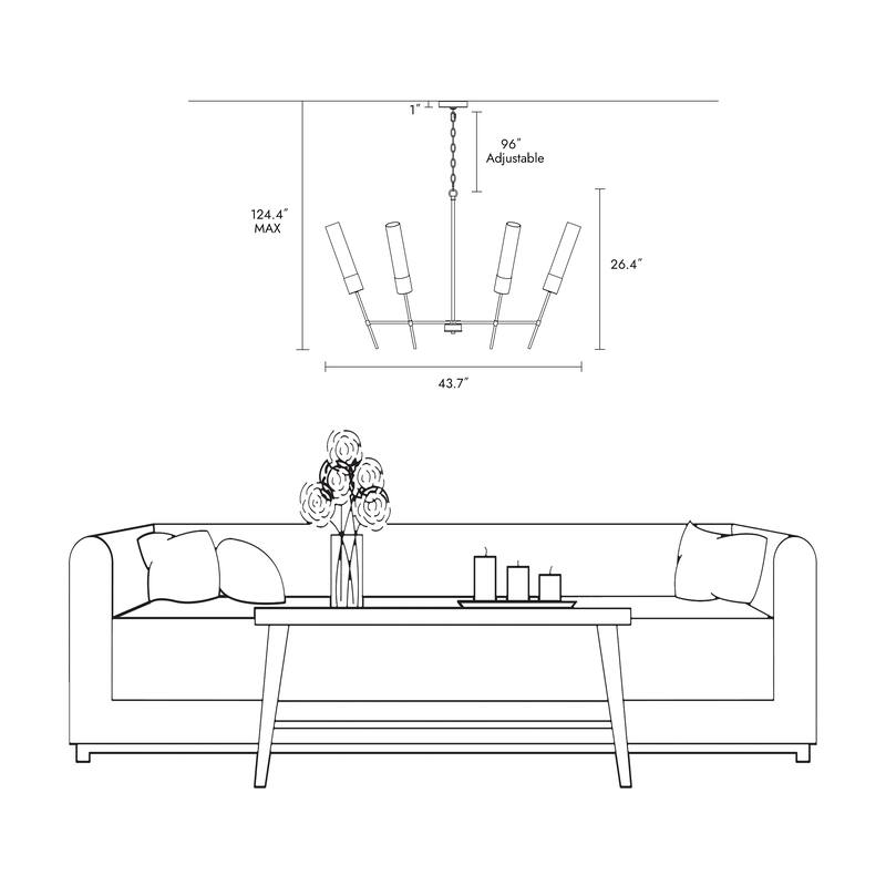 Modern Black Gold 6-Light Chandelier Crown Design Light Fixture for Dining Room - 43.7 " × 26.4 "